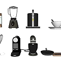 Essential Modern Kitchen Appliances Including Coffee Maker Blender Juicer And Grinder 3d model