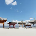 Chinese-style pavilion ancient building four-corner hexagonal pavilion landscape pavilion ancient building pavilion 3d model