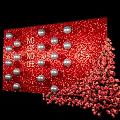 Red Glitter Photo Check In Spot With Silver Spheres And Red Flowers