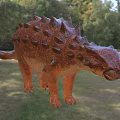 Detailed Reptile Dinosaur Model With Spiked Back And Spotted Skin In Forest Grassland