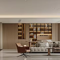 Modern Light Luxury Restaurant Jiangjing Daping Floor Model Room with No Main Lamp Horizontal Hall Display Cabinet 3d model