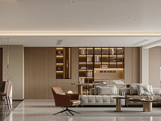 Modern Light Luxury Restaurant Jiangjing Daping Floor Model Room with No Main Lamp Horizontal Hall Display Cabinet 3d model