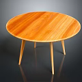 Natural Wooden Round Table With Sleek Surface And Slender Legs Modern Design