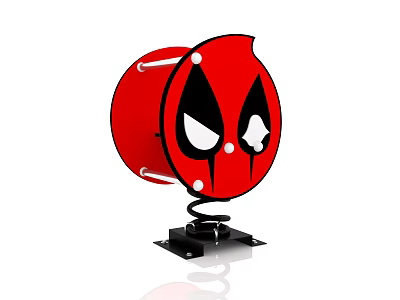 Red Superhero Mask Themed Spring Rider Playground Equipment With Black Base 3d model