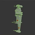 Gray Industrial Mechanical Device With Red Circular Markings And Detailed Structure