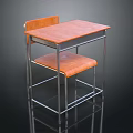 Children's Wooden Table and Chair Set with Orange Seat and Metal Frame