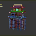 Traditional Wooden Tower Model With Multi Level Structure And Intricate Architectural Design
