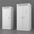 White Industrial Energy Control Cabinets With Indicator Lights And Warning Signs
