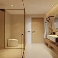 Elegant Modern Hotel Guest Room Interior With Marble Patterned Wall Double Bed And Bedside Lamps