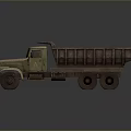 Vintage Military Green Dump Truck 3D Render With Open Cargo Bed And Wheels