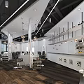 Modern Hair Salon Interior With Stylish Chairs Wooden Flooring And Product Shelves