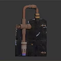 Industrial Black Metallic Electronic Appliance With Copper Pipes And Pressure Gauge