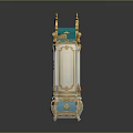 Elegant Ornate Classic Wardrobe With White Gold Turquoise Accents And Intricate Carvings