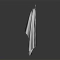 Gray Towel Hanging on a Simple Hook Against Light Colored Background 3d model