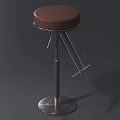 Modern Bar Stool With Brown Round Seat And Metal Base Design 3d model