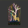 House Shaped Woodland Decorative Art Sculpture Featuring Trees Birds And Deer