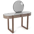 Elegant Modern Desk Design With Oval Marble Tabletop And Wooden Legs Structure