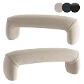 Beige Upholstered Curved Stools With Soft Padding And Modern Design