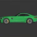 Green Mercedes AMG Style Sports Car With Black Roof Rear Spoiler And Shiny Exterior