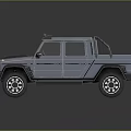 Gray Off Road Pickup Truck With Four Door Design And Roof Spotlights