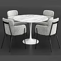 Modern Round Dining Table And Chairs Set With Marble Tabletop And Upholstered Seats 3d model