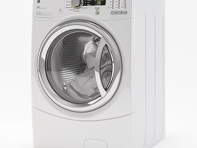 White Front Loading Kitchen Appliance With Modern Design And Efficient Performance 3d model