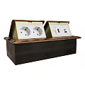 Dual Compartment Desktop Power Outlet Box With Power Sockets USB Ports And Metal Housing Design
