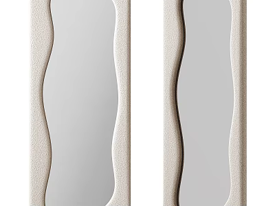 Elegant Decorative Mirrors With Wavy Frames In Neutral Tone For Home Decor 3d model