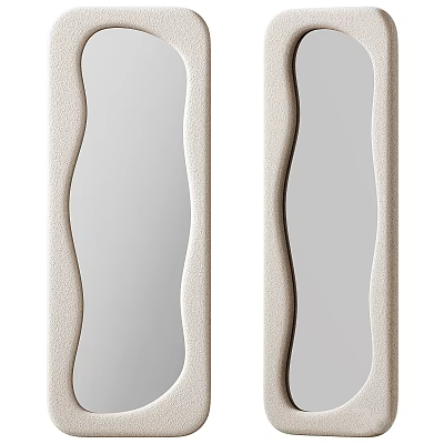 Elegant Decorative Mirrors With Wavy Frames In Neutral Tone For Home Decor 3d model