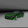 Innovative Technology Exhibition Hall Displaying Sleek Green Sports Car with Advanced Aerodynamic Features