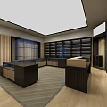 Modern Specialty Store Interior With Glass Counters Display Shelves And Wooden Flooring