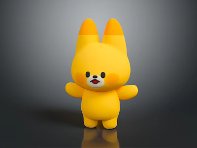 Cute Yellow 3D Game And Movie Character With Orange Ears And Blush 3d model