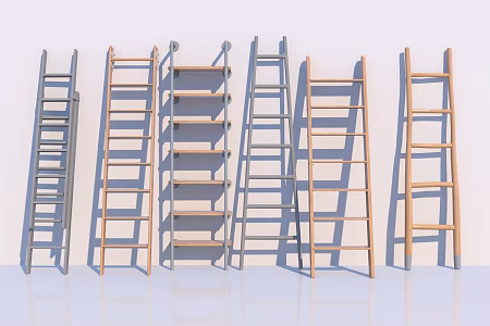 Modern Ladder Climbing Ladder Escalator Wooden Ladder 3d model