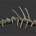Detailed Limb Organ Structure With Metallic Spikes And Green Patina Design