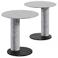Modern Marble Coffee Table With Oval Top And Black Base In Different Heights