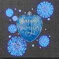 Heart Shaped Decoration With Happy New Year Text Blue Snowflakes Stars On Gray Grid