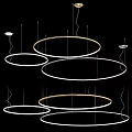 Elegant Golden Circular Hanging Chandelier Design For Modern Interior Lighting Decor
