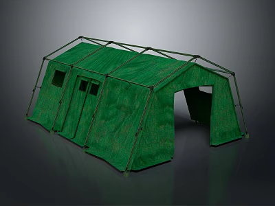 Green Camping Tent with Metal Frame Door and Windows for Outdoor Activities 3d model