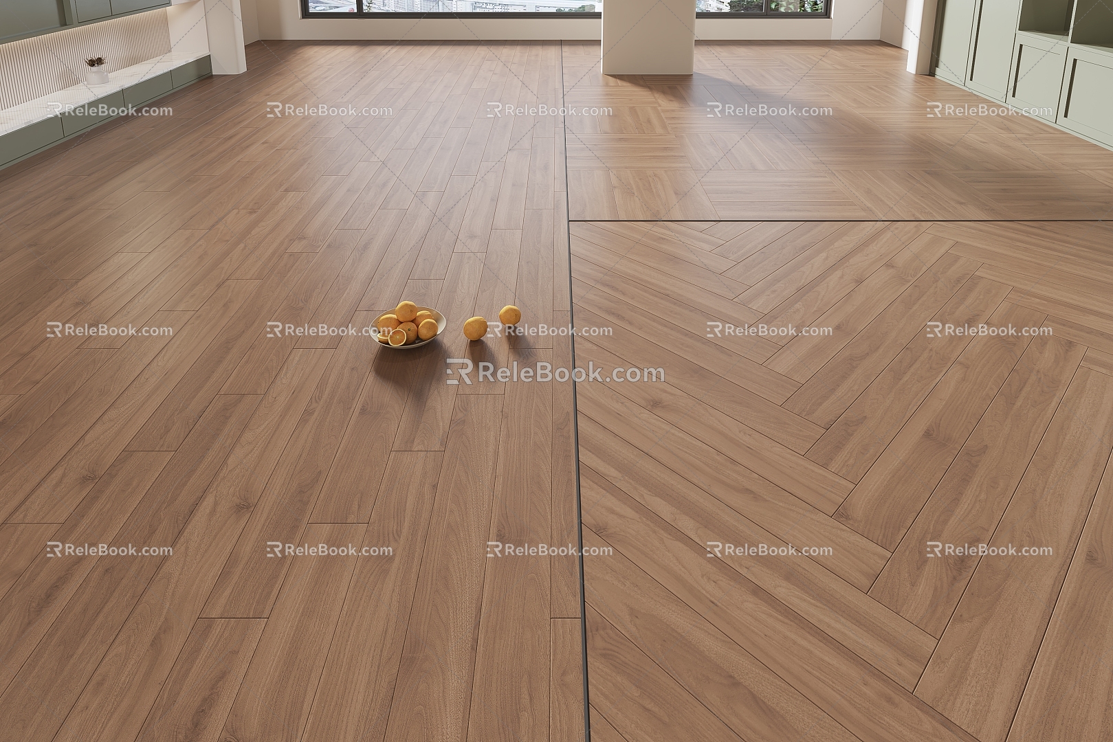 Walnut Solid Wood Log Flooring 3d model