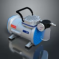 Portable Blue And White Air Compressor With Black Handle Pressure Gauge And Base Feet