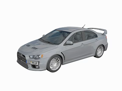 Gray Sports Sedan With Rear Spoiler Alloy Wheels And Front Grille Design 3d model