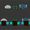 Minecraft Style Train With Three Pixel Characters 3d model