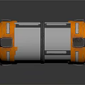 Modern Orange Cylindrical Daily Household Appliance With Black Borders Colorful Stripes And Reflective Surface