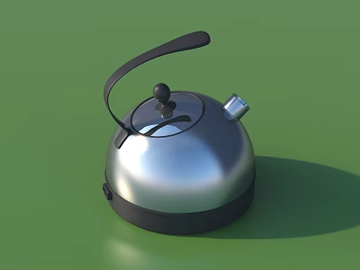 Modern Silver And Black Metallic Electric Kettle For Daily Household Use 3d model