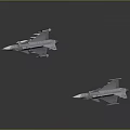 Two Gray Fighter Jets Flying Side by Side Against Gray Background 3d model