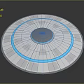 Futuristic Circular Panel Design Featuring Blue Glowing Ring And Geometric Patterns 3d model