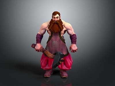 Dwarf Gnome Warrior Gnome Warrior Female Dwarf Female Gnome Female Elf Cartoon Witch 3d model