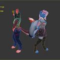 Two Anime Anthropomorphic Characters In Stylish Outfits With Tails And Colorful Hair