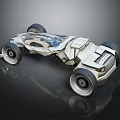 Futuristic Silver Concept Car With Transparent Roof Large Wheels And Sleek Mechanical Design