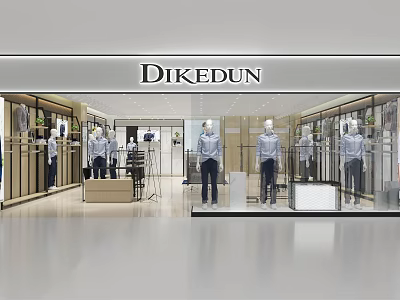 Dikedun Clothing Store With Window Display Mannequins Dressed In Clothes And Interior 3d model